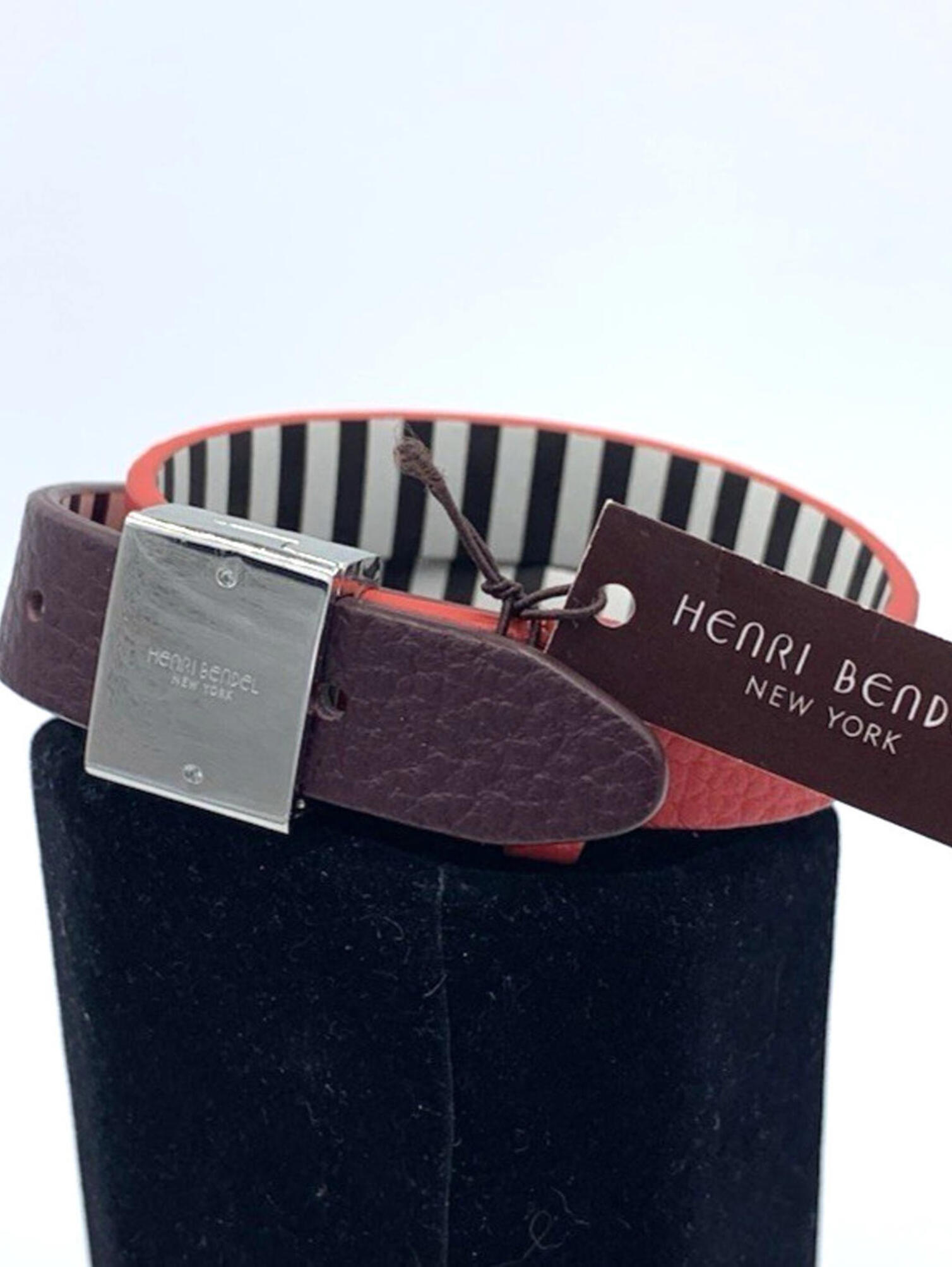 Henri Bendel 2-Tone Red Brown Leather Wrap Bracelet 51$
